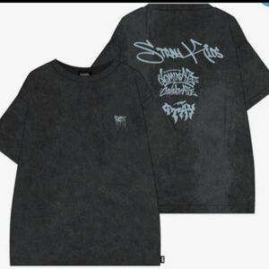 Black Graphic Stray Kids T-Shirt with Light Blue Print